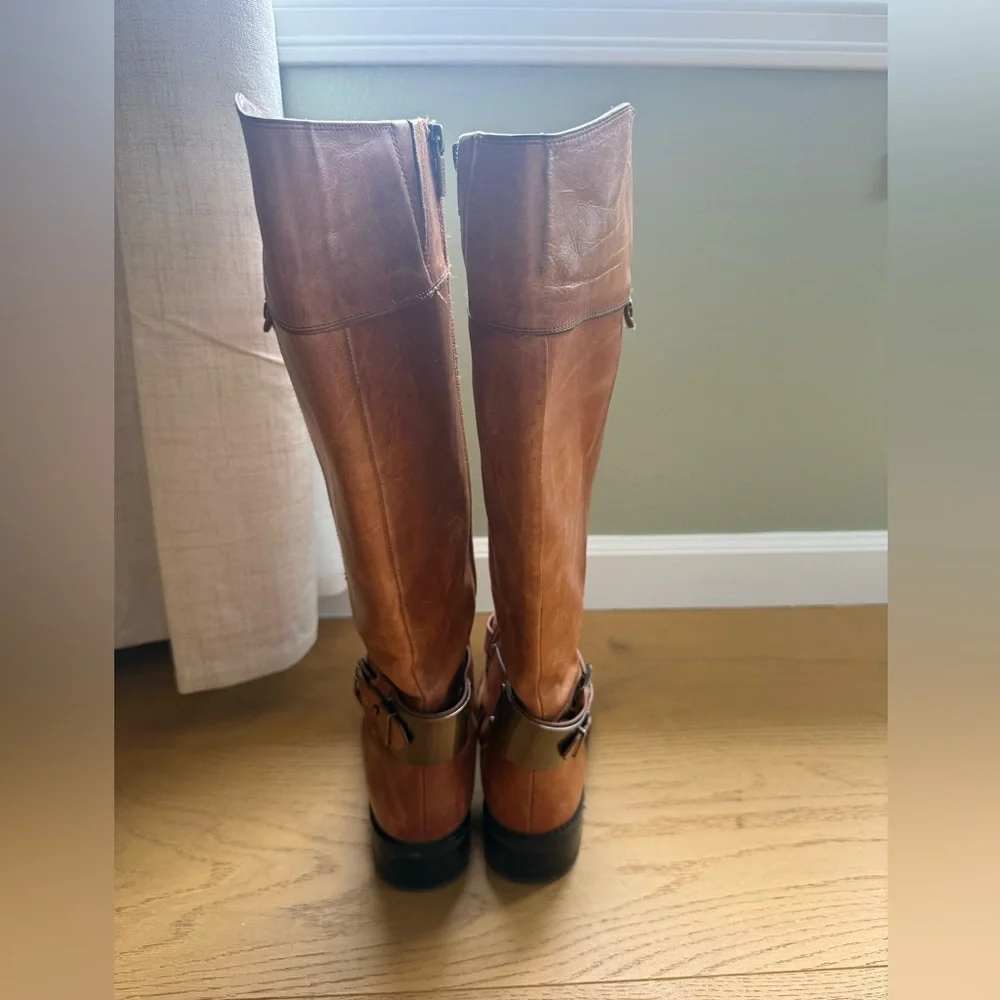 Vince Camuto Tall Leather Riding Boots Cognac Brown Size 8M
